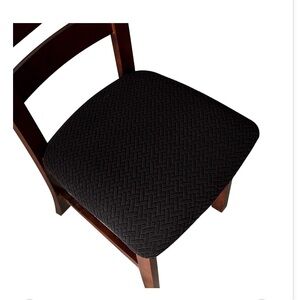Black Patterned Chair Seat Covers-Pack of 6